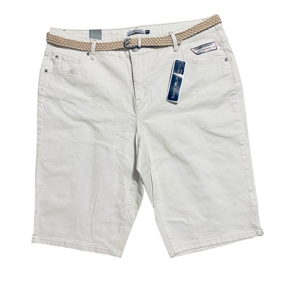 Bandolino Pants - BANDOLINOBLU NWT White Mandie Stretch Belted High Waist Denim Shorts 18W